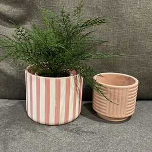 Pink and White Striped Ceramic Stiped Planter Set Target Playground Bullseye